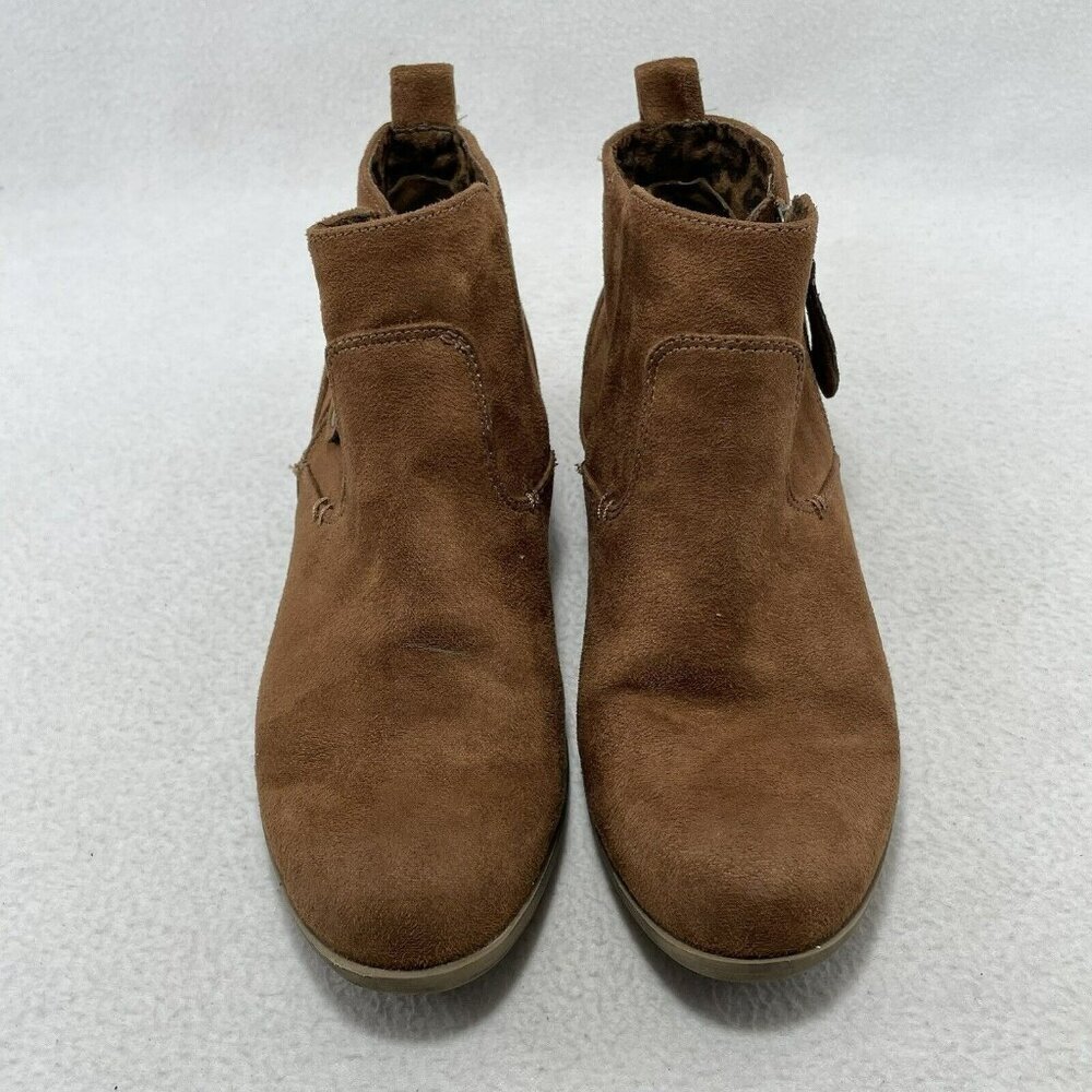 Austin Trading Ankle Boot Women Size 9 Leopard Brown Textile Zipper Heel Booties